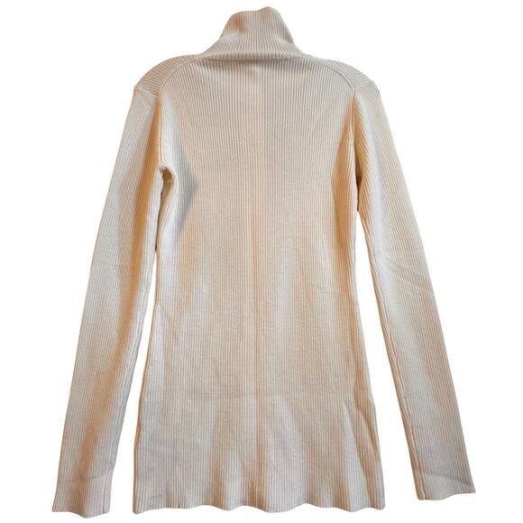 Thakoon‎ Merino Wool Ivory Button Up Turtleneck Cardigan Sz S Minimalist Preppy - Picture 3 of 16